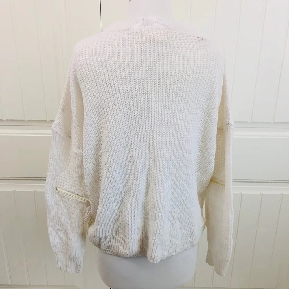 No Comment NY LA Cream Ribbed Choker Sweater NWT M
